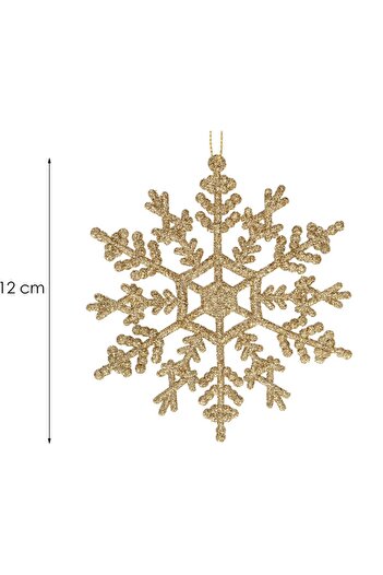 SERSIMO Snowflake Christmas tree decoration, set of 3 pieces, 12cm, gold