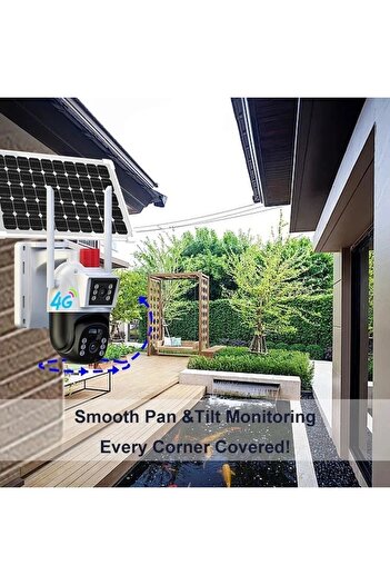 Jortan Dual Outdoor Surveillance Camera with Solar Panel, 4G SIM, 3x3MP, HD, IP66