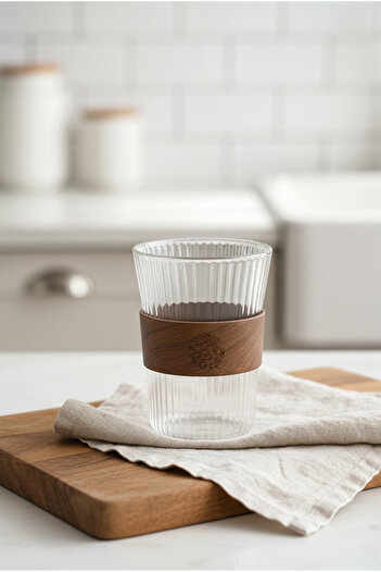 FH finehome Bela Tutacaklı Glass Striped Cup 320ml