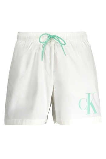 Calvin Klein , Logo Printed swim shorts, White, Persian green