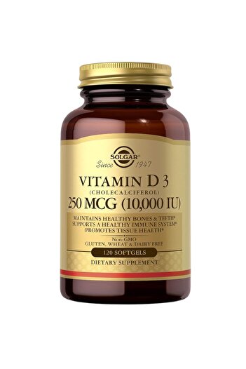 Solgar Solgar, Vitamin D3 (Cholecalciferol), 250 mcg (10,000 IU), 120 Softgels