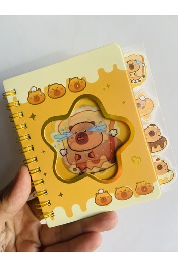 synshop Capybara Notepad with Bookmark, Lined Spiral Notebook with Hologram Cover That Changes Figure