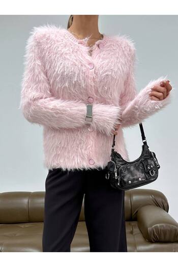 Gallogi Long Pile Knitwear Cardigan