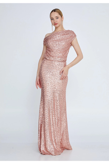 1way Evening dress with pleats at the chest