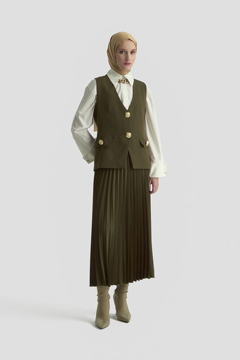 Armine TREND Pleated Skirt and Vest Set-25Kt643