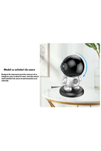 OEM Camera Supraveghere WiFi Smart Full HD 1080P, Design Astronaut, Vizualizare 360°, Night Vision