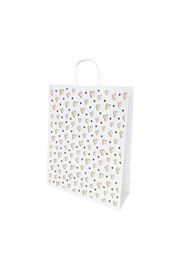 Papette Set of 100 Kraft Paper Bags with Pattern 3 Love 32 x 41(H) x 12cm