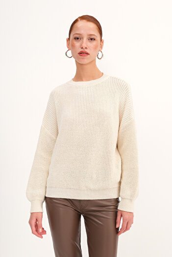 Addax Rubber Braided Knitwear Sweater K3456