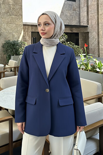 Salih Çelebi Scuba Blazer Ceket 2272 - LACİVERT