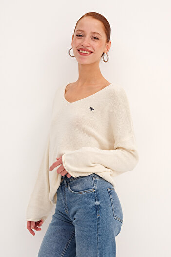 Addax V-Neck Knitwear Sweater K10317