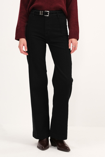 Addax Wide Leg Jean Pants with Stitching Detail Pn248