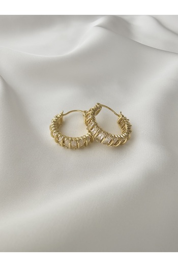 Zivazer Store Women's Steel Tarnish-Resistant Xuping Stone Hoop Earrings