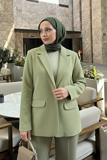 Salih Çelebi Scuba Blazer Ceket 2272 - HAKİ