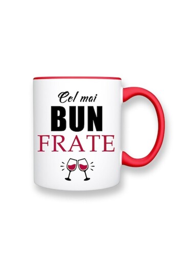 OEM Customized mug for Brother with message: 'Best Brother', Red interior, 330ml