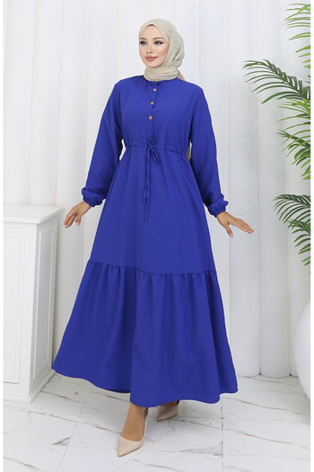 sefamerve Beli Lace-Up Half Button Dress 0182-01 Saks