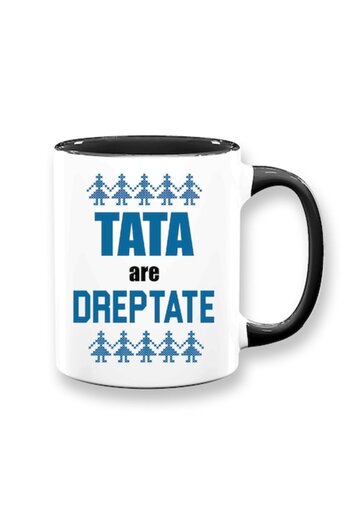 OEM Custom Mug with Message: 'Dad is Right', Betaprint, Traditional Motifs, White with Black Interior, 3