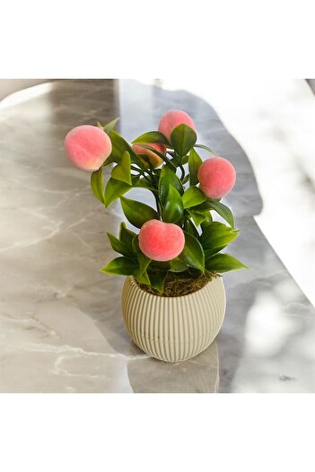 Trend KenT Artificial Flower Fruit Bunch Tree with Stone Moss in Mini Beige Pot