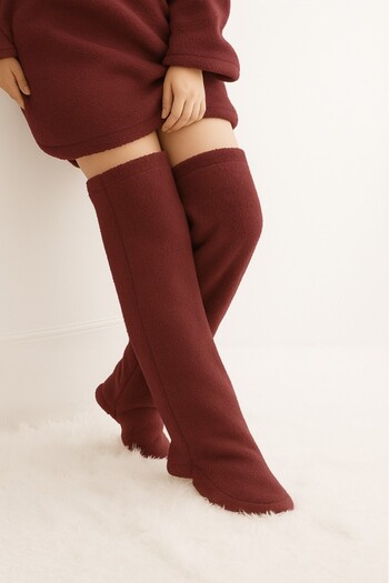 Mulberry Wellsoft Plush over Knee Home Socks Long Socks