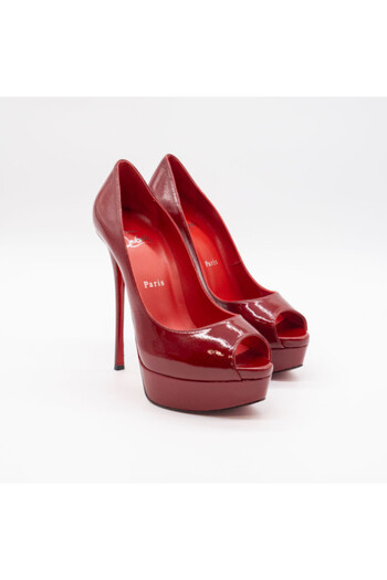 Christian Louboutin PANTOFI FETISH PEEP ROSII - TOC 150 MM