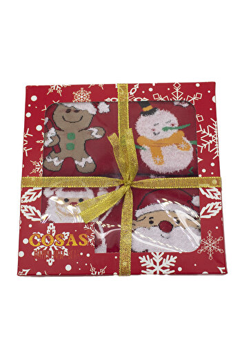 velve Set of four pairs of socks with Printed , size 35-38 and gift box, red, Model 2