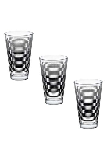 ANTBRO Set 3 Water Glasses, 'Lines', Transparent Glass, 330ml, Multicolor, MYONNA