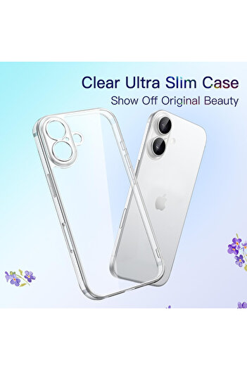 Fibaks iPhone 17 Case Colorless Transparent Full Camera Protection Soft Shock Absorbing Thin Flexible Silicone Cover