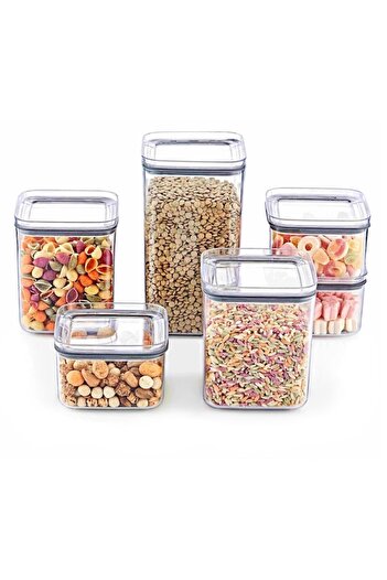 SHOPIENS Cereal Storage Container, 500 ml, Transparent Plastic, Blue Lid