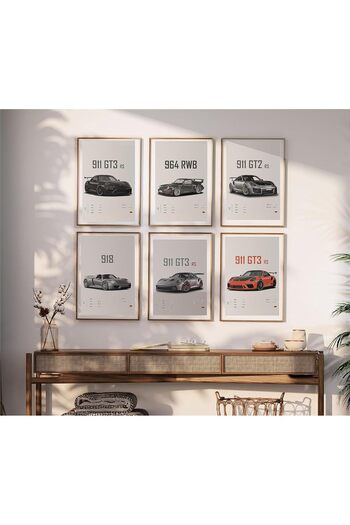 Al Raied Dujoi 911 GT3RS Racing Car Wall Art - Vintage Car Posters for Men - Coated Paper Cardstock Prints