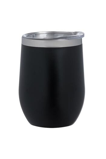 ANTBRO Pahar Termos, Model Metalic, Capac Transparent, Culoare Negru, Capacitate 0.35L