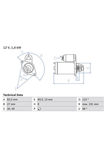 Bosch Electric motor AUDI CABRIOLET B3 (8G7) 1992-2000