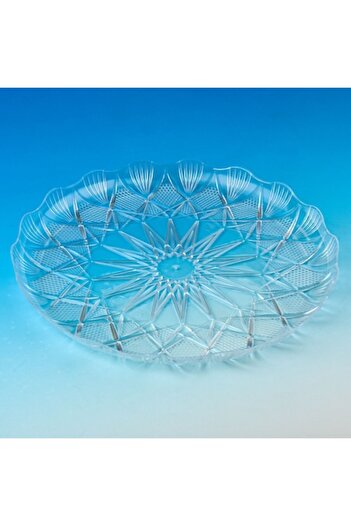 SHOPIENS MYONNA Plastic Serving Platter, Embossed Design, Transparent, 24 cm