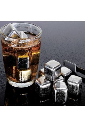 SHOPIENS Reusable Stainless Steel Ice Cubes Set, Silver, 4 Pieces, MYONNA IT & E-COMMERCE