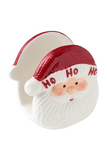 SHOPIENS Ceramic Christmas Napkin Holder, Santa Claus, 10x6x11cm, Red/White