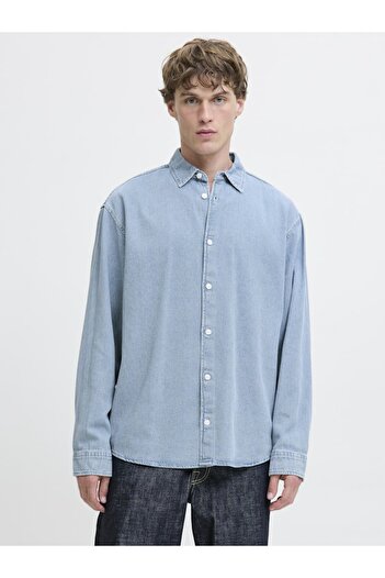 Jack & Jones Men's Blue Jornorrebro Denim Shirt Ls Sn Jean Shirt 12282775-Mediumblu