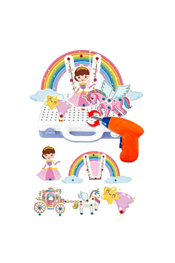 welcomein Toy Educational Activity Mentossori 3D Educational Drill Insert Puzzle Set Unicorn Series