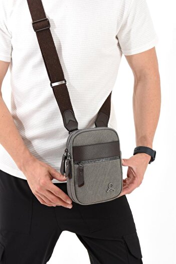 H&D COLLECTİON Canvas Fabric Phone Bag Men's Messenger Bag 20*12 cm Cross Strap Shoulder Bag Mega Bag