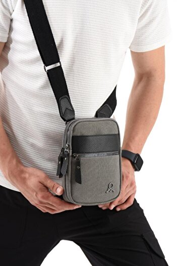 H&D COLLECTİON Canvas Fabric Phone Bag Men's Messenger Bag 20*12 cm Cross Strap Shoulder Bag Mega Bag