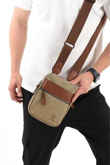 H&D COLLECTİON Canvas Fabric Phone Bag Men's Messenger Bag 20*12 cm Cross Strap Shoulder Bag Mega Bag