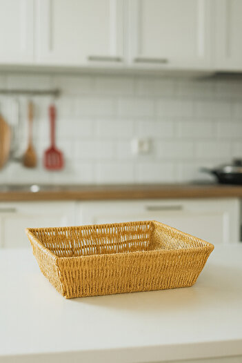 MEYA PİNE Wicker Bread Basket Square