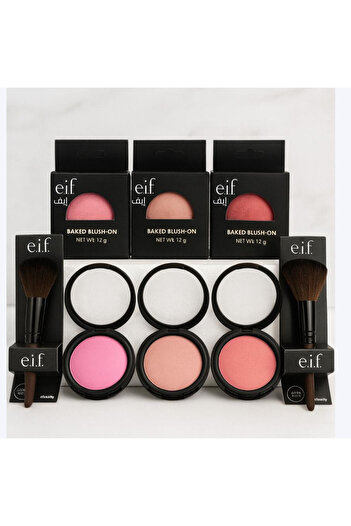 LOVEME BEAUTY 3 Baked Blush Set with Velvet Formula and 2 Professional Makeup Brushes - Blush On for Natural Skin