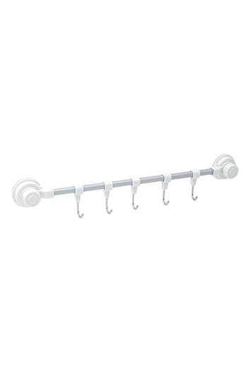 SHOPIENS Bathroom Hook with Suction Cups, 5 Hooks, White, 40 cm