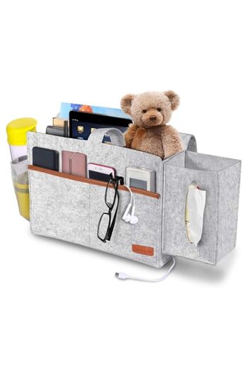 Generic Tazweeq Bedside Caddy, Large Size Bedside Storage Organizer Bedside Organizer Caddy for Laptop, Mag