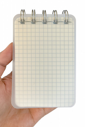 SPELT Mini Size 7.4X10.5Cm Spiral Wirebound Checkered Hand Notebook 100 Sheets A7 Notebook with Transparent Hard Cover