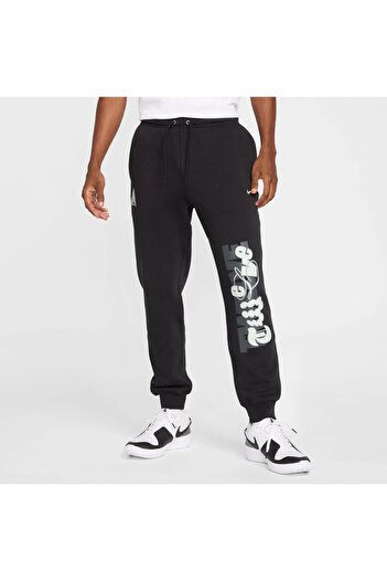 Nike Ανδρικό αθλητικό παντελόνι μπάσκετ από φλις μαύρο - κομψό και ζεστό το χειμώνα με φλις εσωτερικά - FZ1043