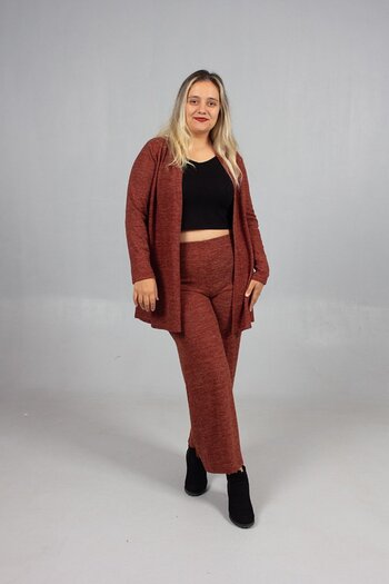 Truva XXL Cotton Wool Viscose Plus Size Pants Cardigan Suit Tile