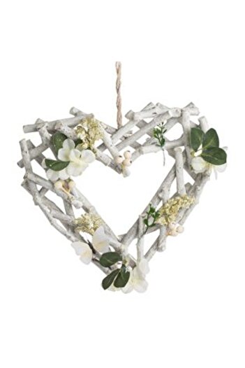 Jumbo Inimă decorativă suspendată din lemn cu flori și fluturi 30 x 5 x 29 cm