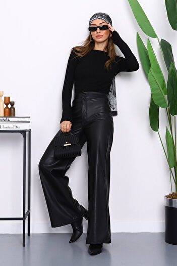 İmajButik Black Crew Neck Modal Blouse