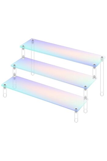 Generic Acrylic Display Rack Risers, 3-Tier Iridescent Display Stand Ladder Display Rack Cartoon Jewelry Di