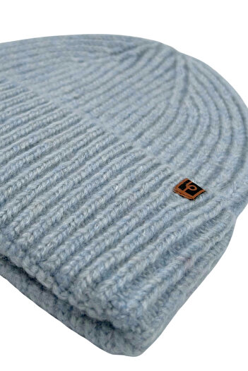 Sofist İstanbul Baby Blue Unisex Beanie Lp Collection Baby Blue Soft Wool Folded Ribbed Knit Beanie