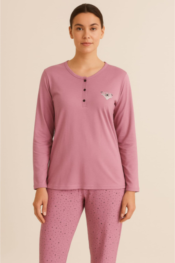 Sude Cotton Pajamas, Batal, Purple 2XL-5XL